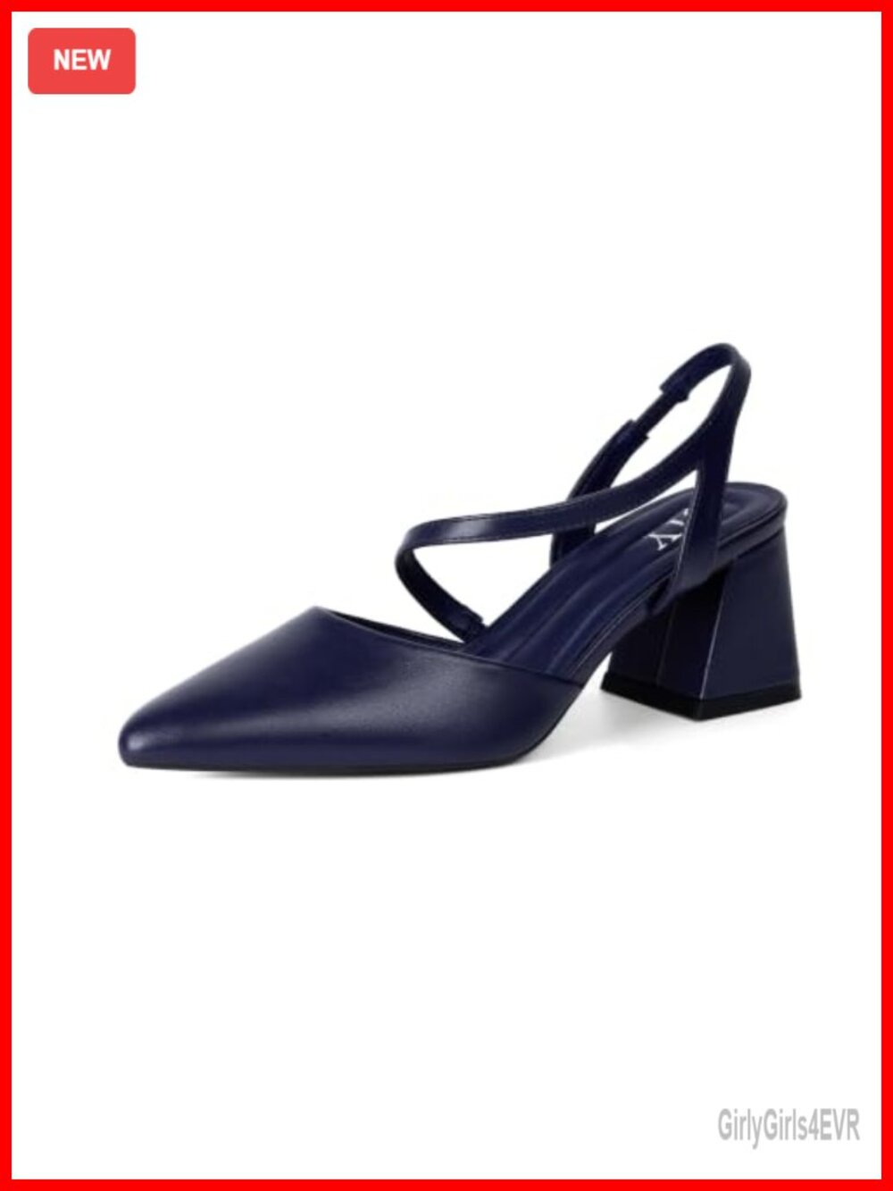 Faux Leather Slingback Chunky Mid Heel Closed Pointed Toe Pumps Heels